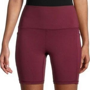 Spyder Size Large Burgandy High-rise Side Pockets Active Biker Shorts: 4451